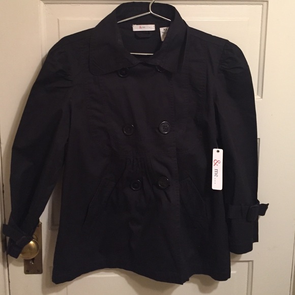 Black Cotton Jacket-Half Trench-XL - Picture 3 of 4